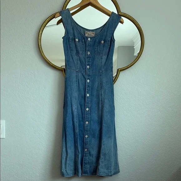 white christmas dresses NEW Ralph Lauren Leather Trim Denim Dress Size 8 – KMK Luxury Consignment main image 0